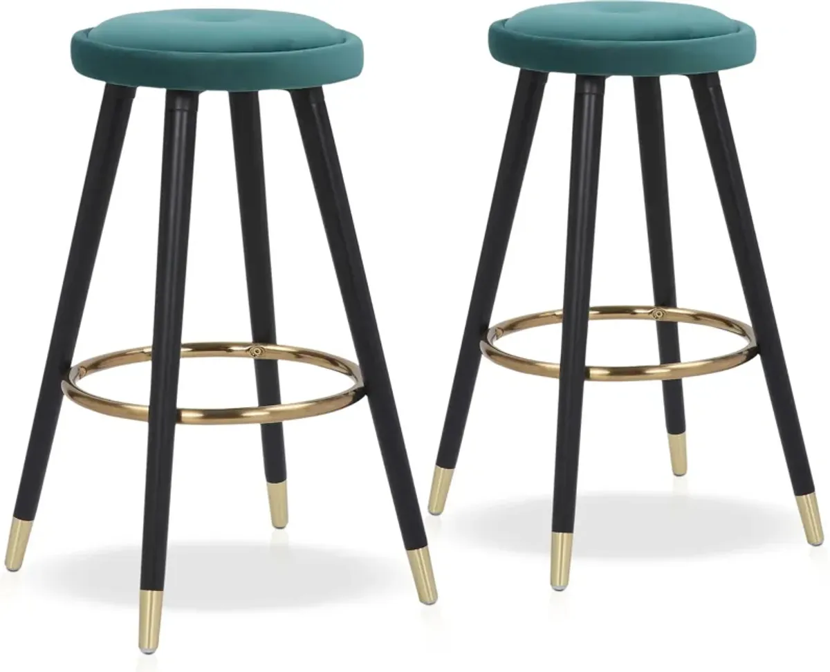 Portia Set Of 2 Counter-Height Stools - Green