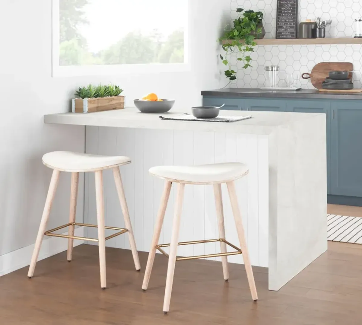 Novak Set 2 Counter-Height Stools - White/Cream