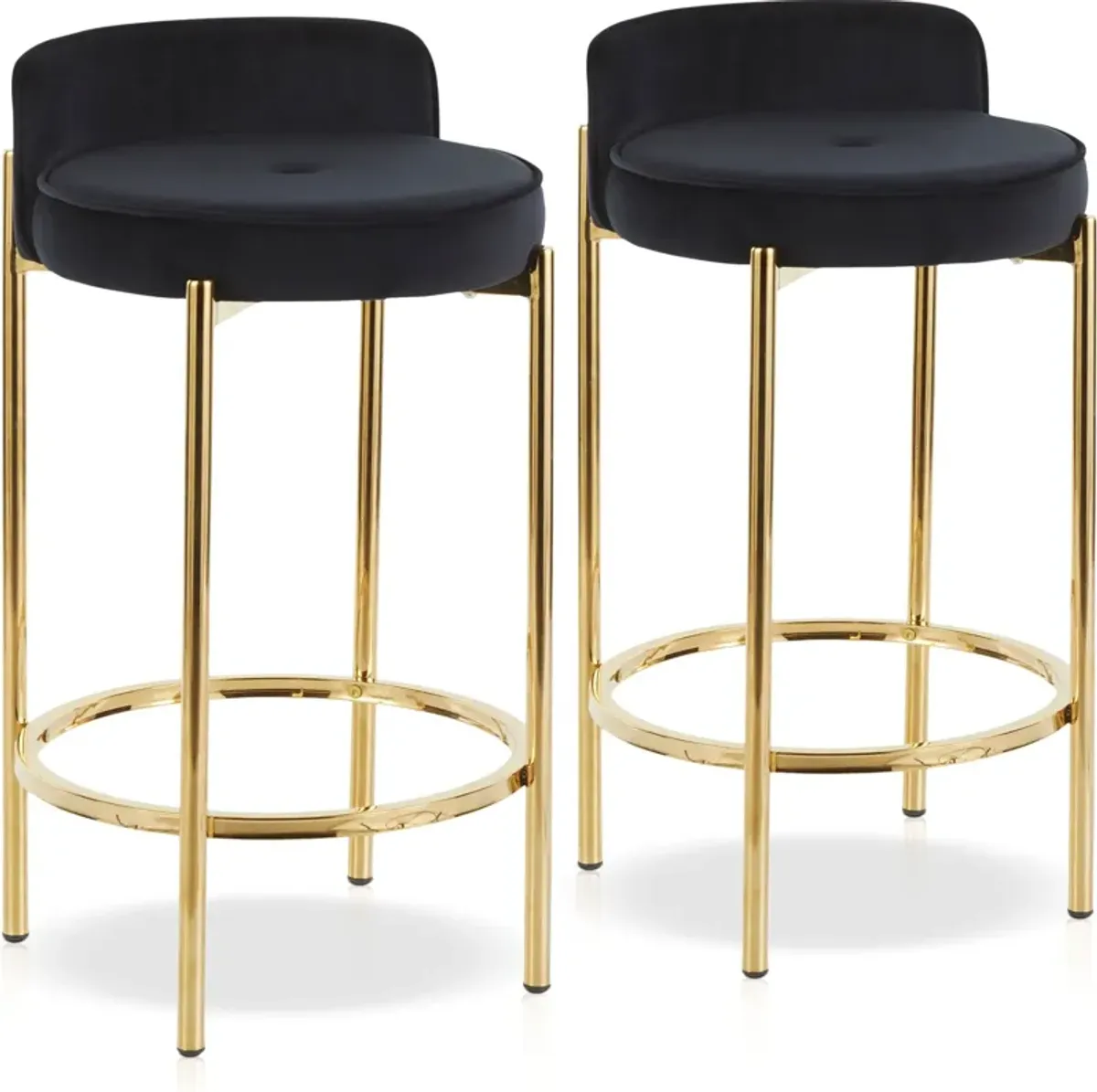 Rosen Set 2 Counter-Height Stools - Black Velvet