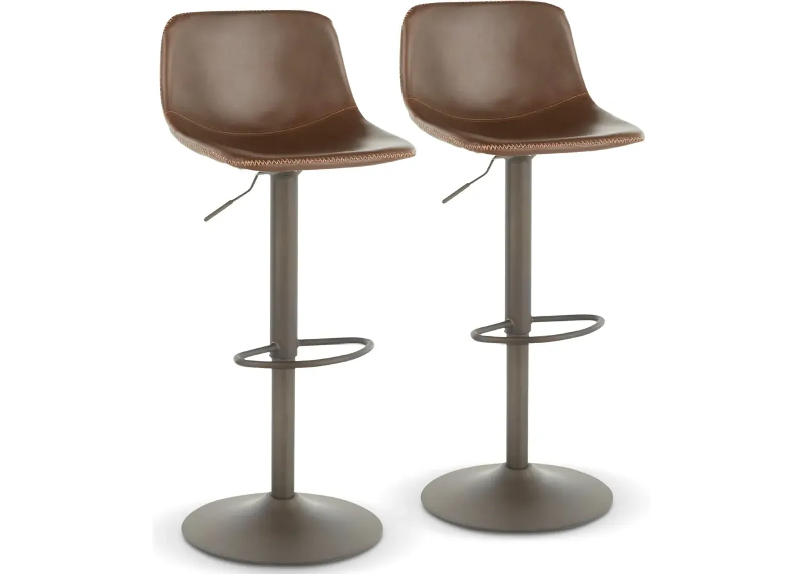 Gale Set of 2 Adjustable Bar Stools - Antique Brown