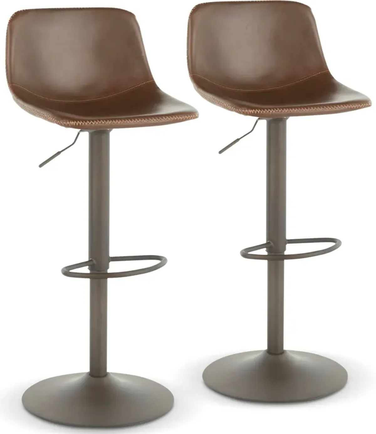 Gale Set of 2 Adjustable Bar Stools - Antique Brown