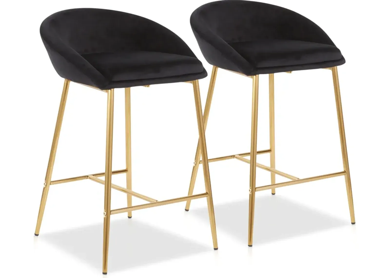 Betsy Set of 2 Counter-Height Stools - Gold/Black