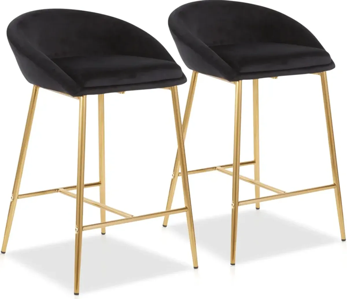 Betsy Set of 2 Counter-Height Stools - Gold/Black