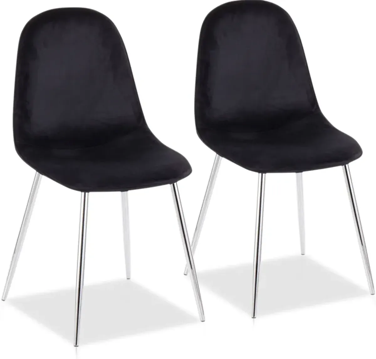 Penny Set of 2 Dining Chairs - Chrome/Black Velvet