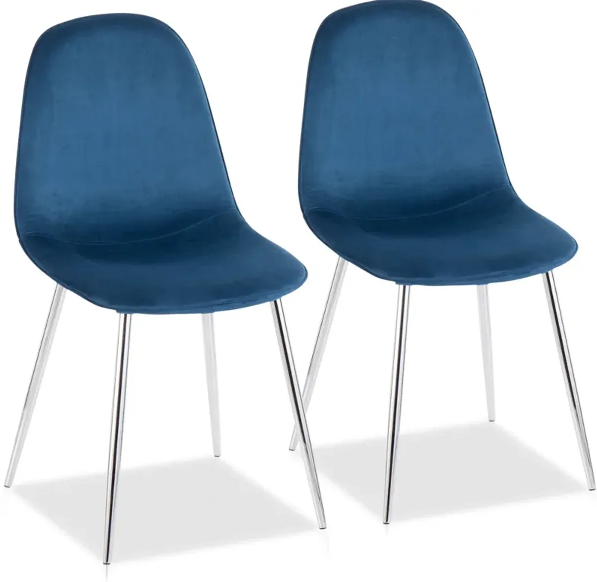 Penny Set of 2 Dining Chairs - Chrome/Blue Velvet