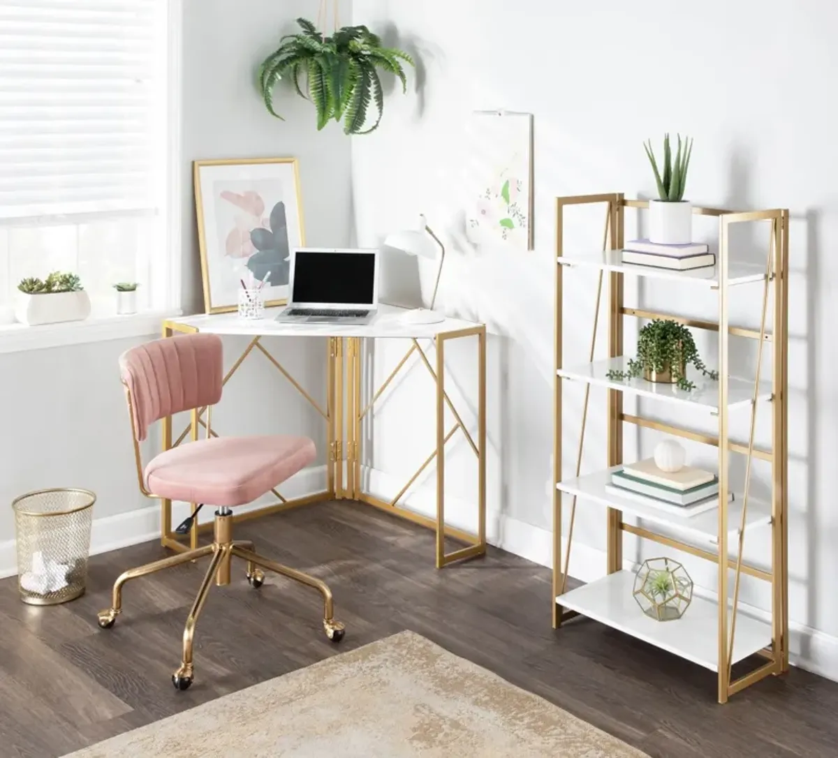 Nellie Bookcase - Gold/White