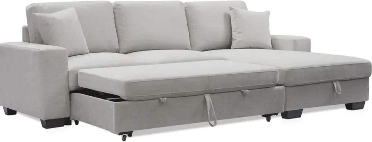 Milo 2-Piece Sleeper Sectional with Right-Facing Chaise - Light Gray