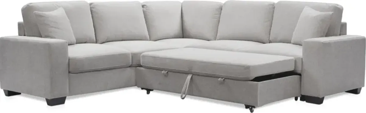 Milo 3-Piece Sleeper Sectional with Left-Facing Loveseat - Light Gray