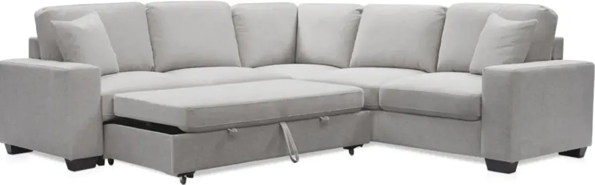 Milo 3-Piece Sleeper Sectional with Right-Facing Loveseat - Light Gray