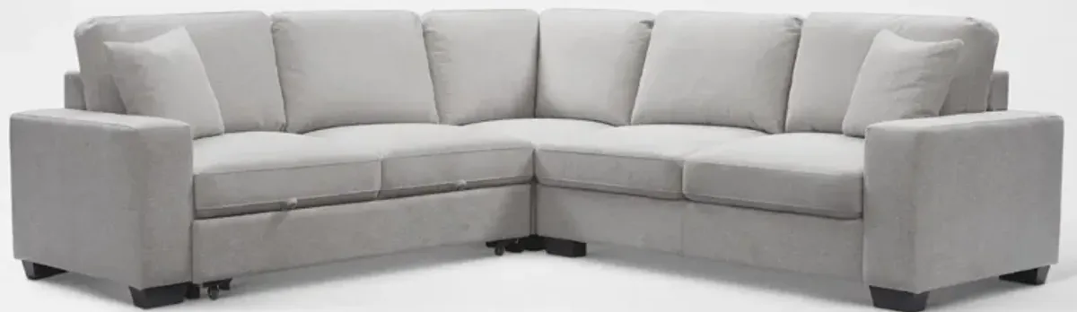 Milo 3-Piece Sleeper Sectional with Right-Facing Loveseat - Light Gray