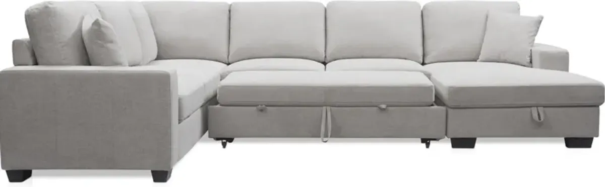 Milo 4-Piece Sleeper Sectional with Right-Facing Chaise - Light Gray