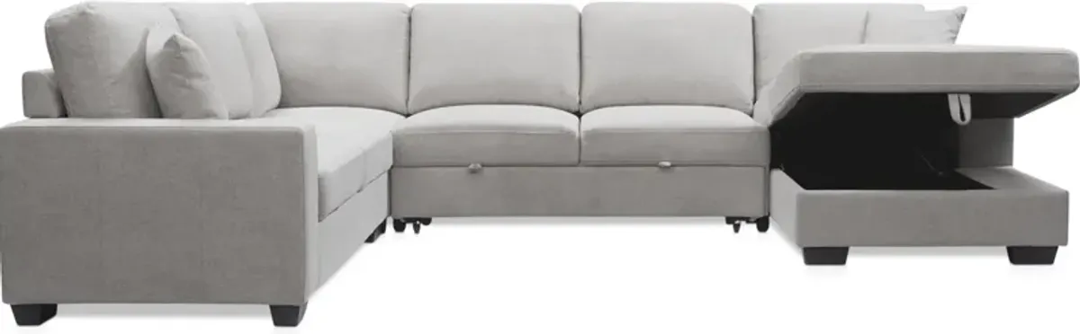 Milo 4-Piece Sleeper Sectional with Right-Facing Chaise - Light Gray
