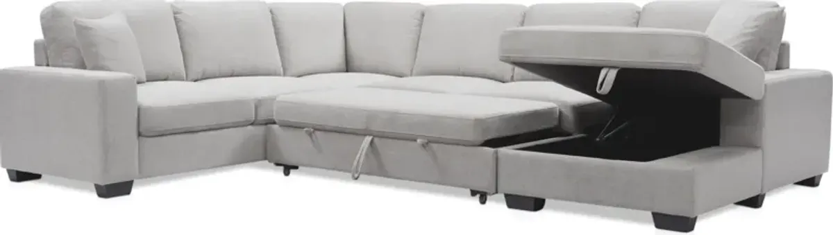 Milo 4-Piece Sleeper Sectional with Right-Facing Chaise - Light Gray