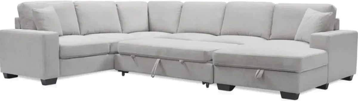 Milo 4-Piece Sleeper Sectional with Right-Facing Chaise - Light Gray