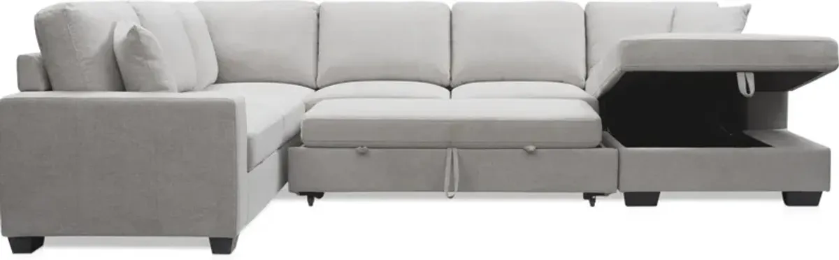 Milo 4-Piece Sleeper Sectional with Right-Facing Chaise - Light Gray