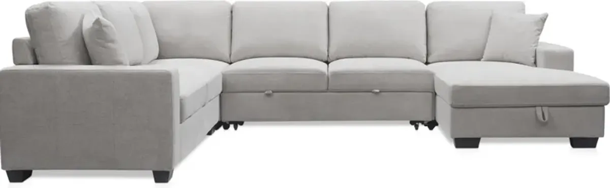 Milo 4-Piece Sleeper Sectional with Right-Facing Chaise - Light Gray