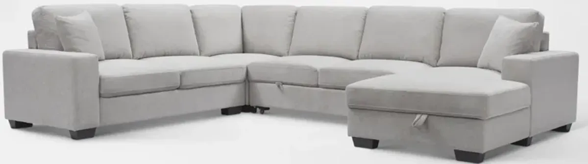 Milo 4-Piece Sleeper Sectional with Right-Facing Chaise - Light Gray