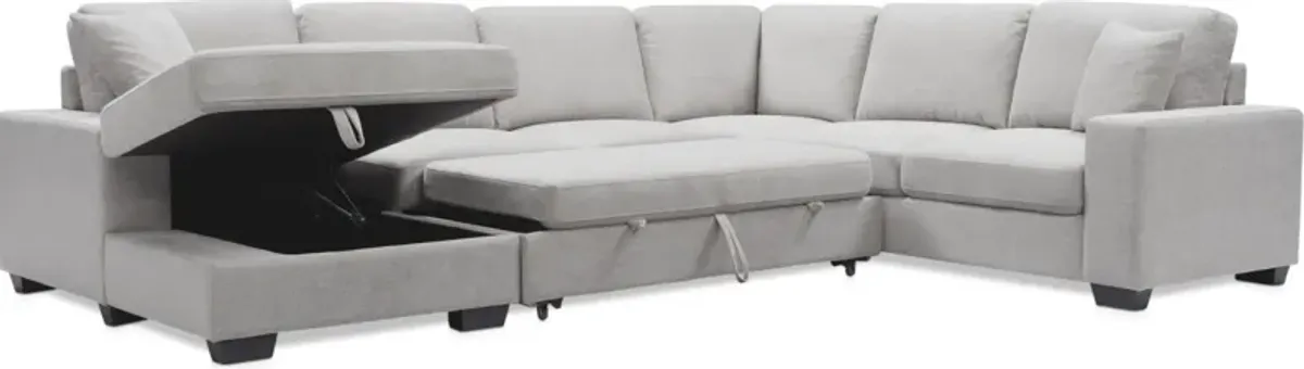 Milo 4-Piece Sleeper Sectional with Left-Facing Chaise - Light Gray