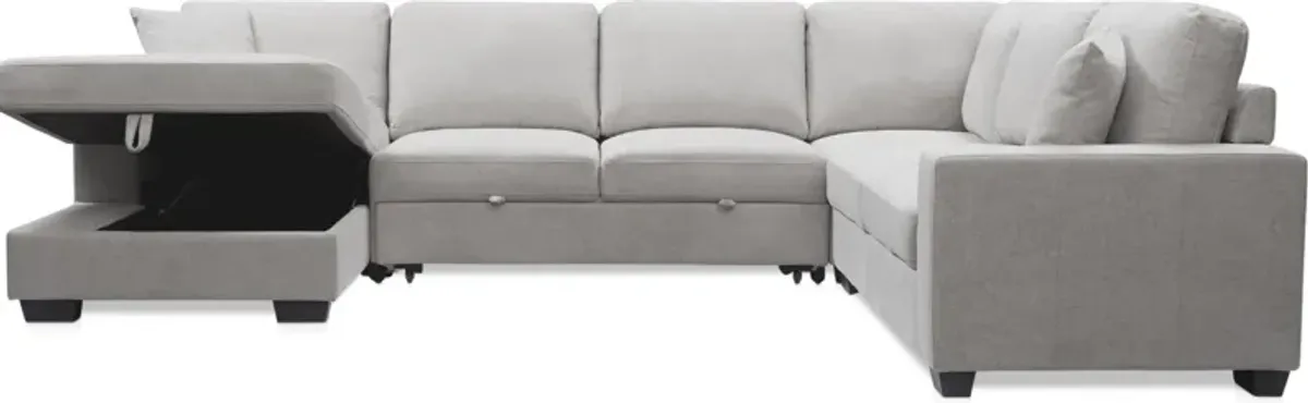 Milo 4-Piece Sleeper Sectional with Left-Facing Chaise - Light Gray