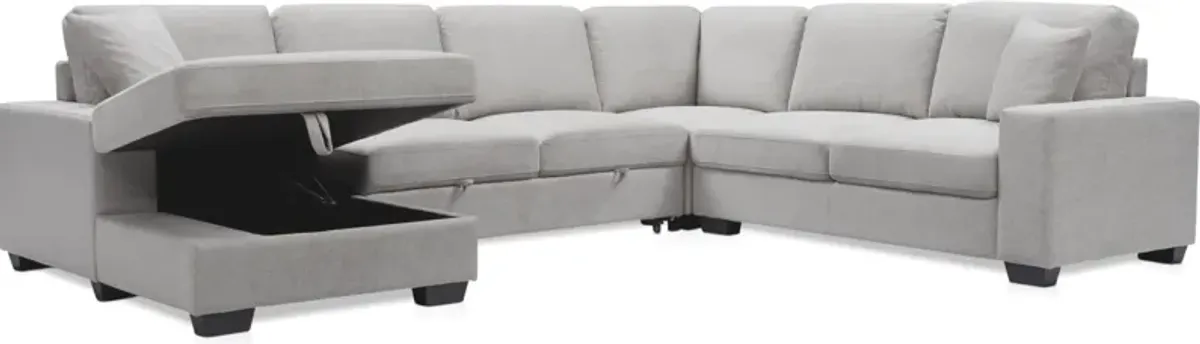 Milo 4-Piece Sleeper Sectional with Left-Facing Chaise - Light Gray