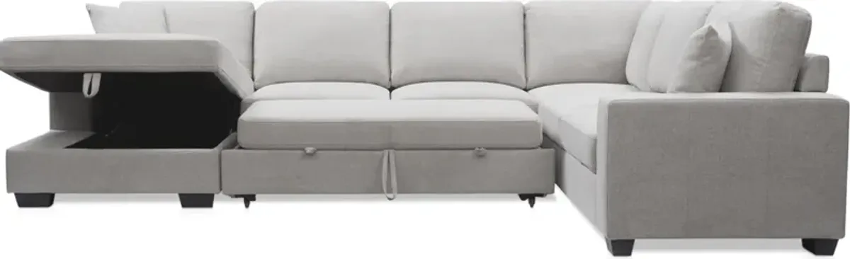 Milo 4-Piece Sleeper Sectional with Left-Facing Chaise - Light Gray