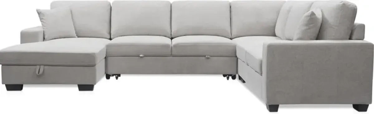 Milo 4-Piece Sleeper Sectional with Left-Facing Chaise - Light Gray