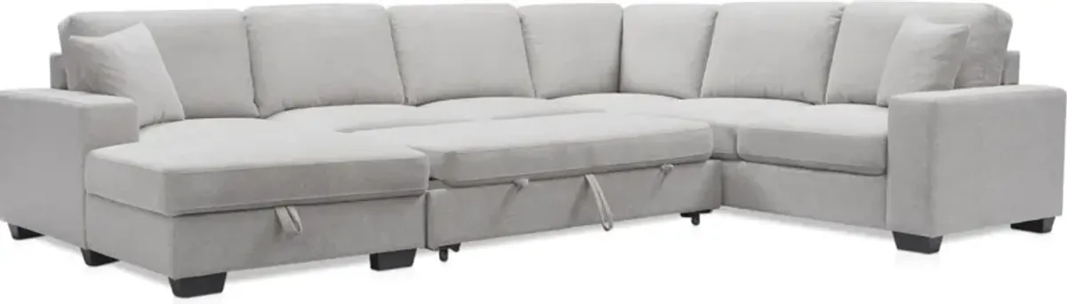 Milo 4-Piece Sleeper Sectional with Left-Facing Chaise - Light Gray