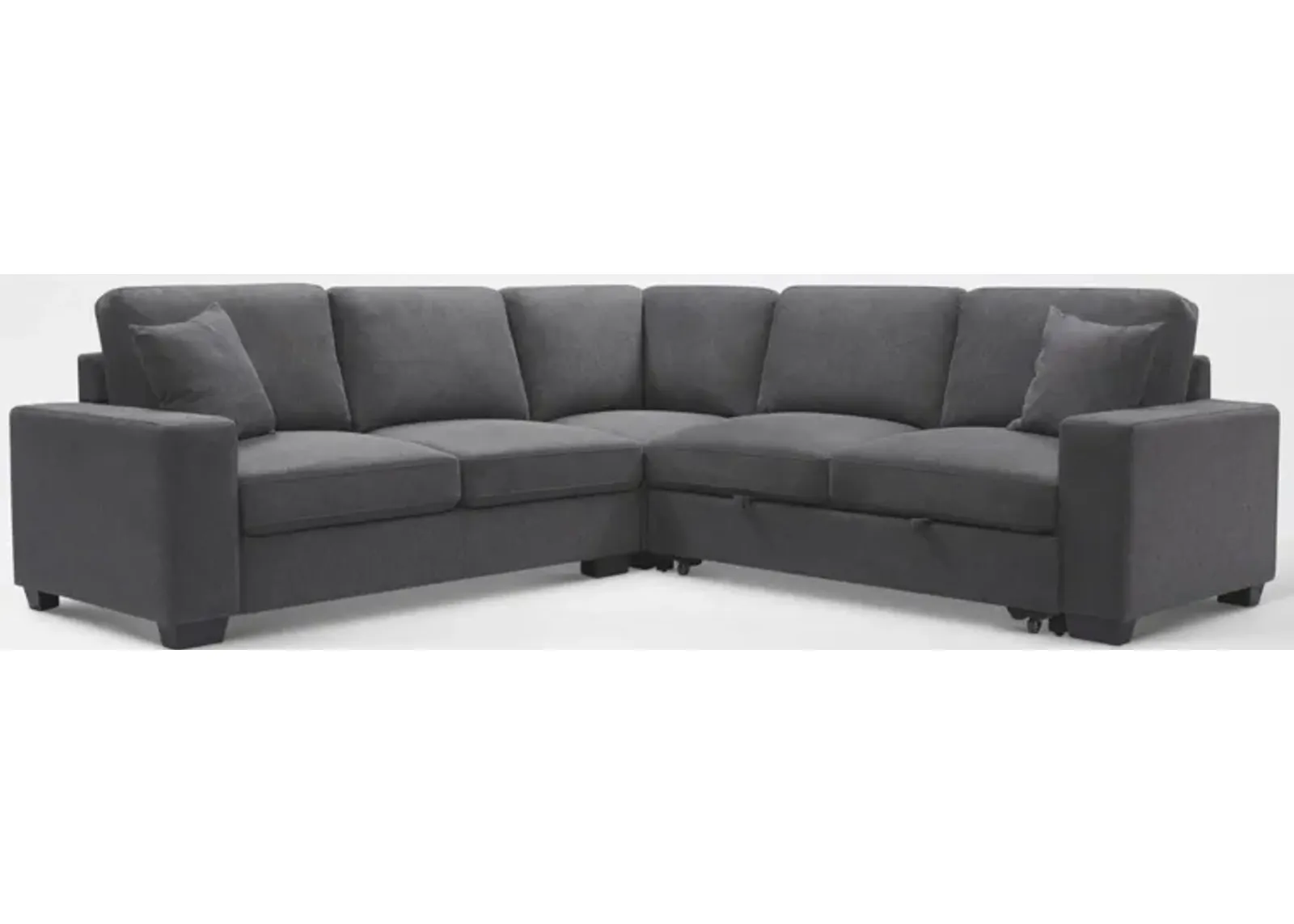 Milo 3-Piece Sleeper Sectional with Left-Facing Loveseat - Charcoal