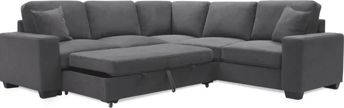 Milo 3-Piece Sleeper Sectional with Right-Facing Loveseat - Charcoal