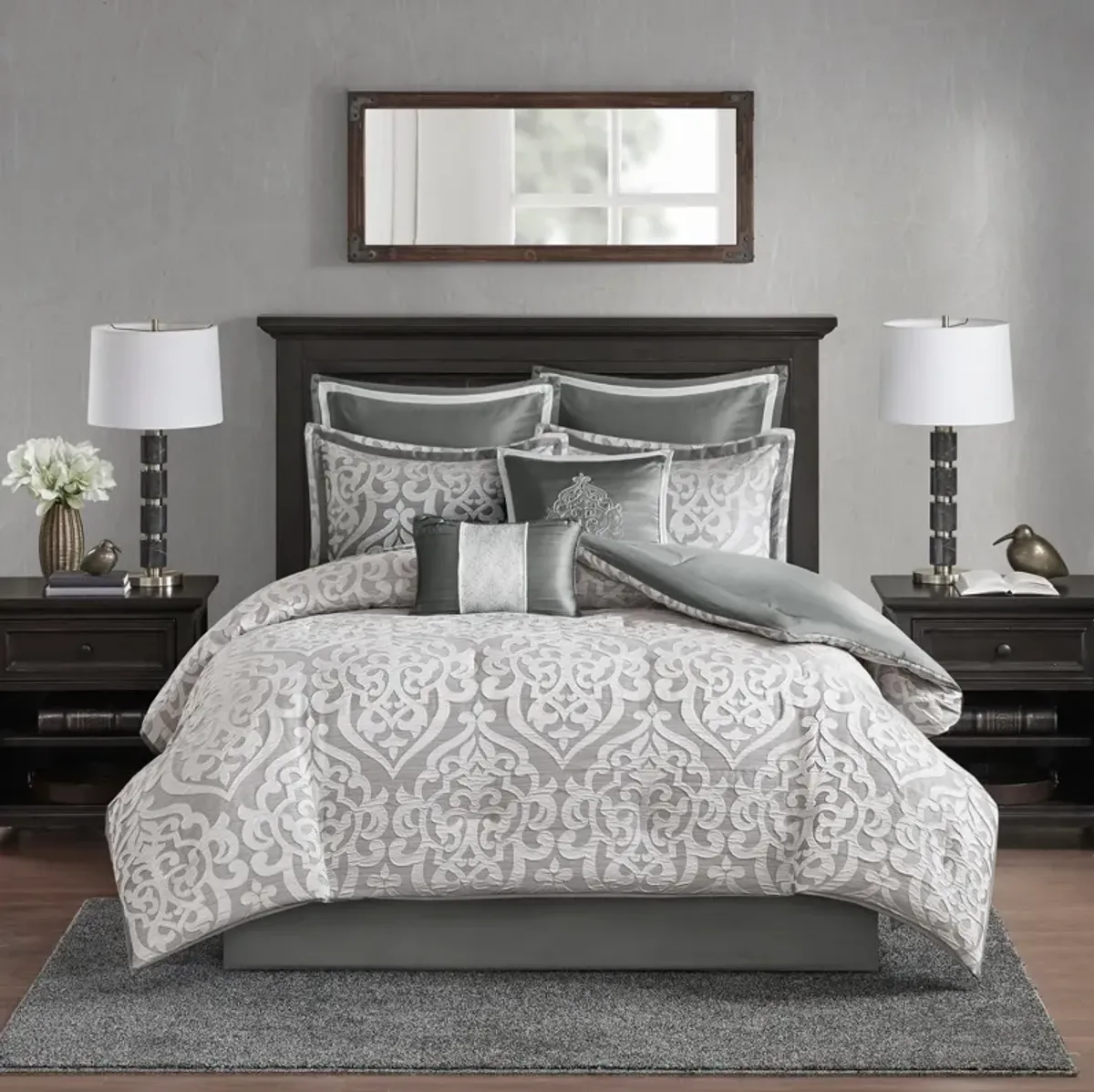 Barker California King Comforter Set - Silver