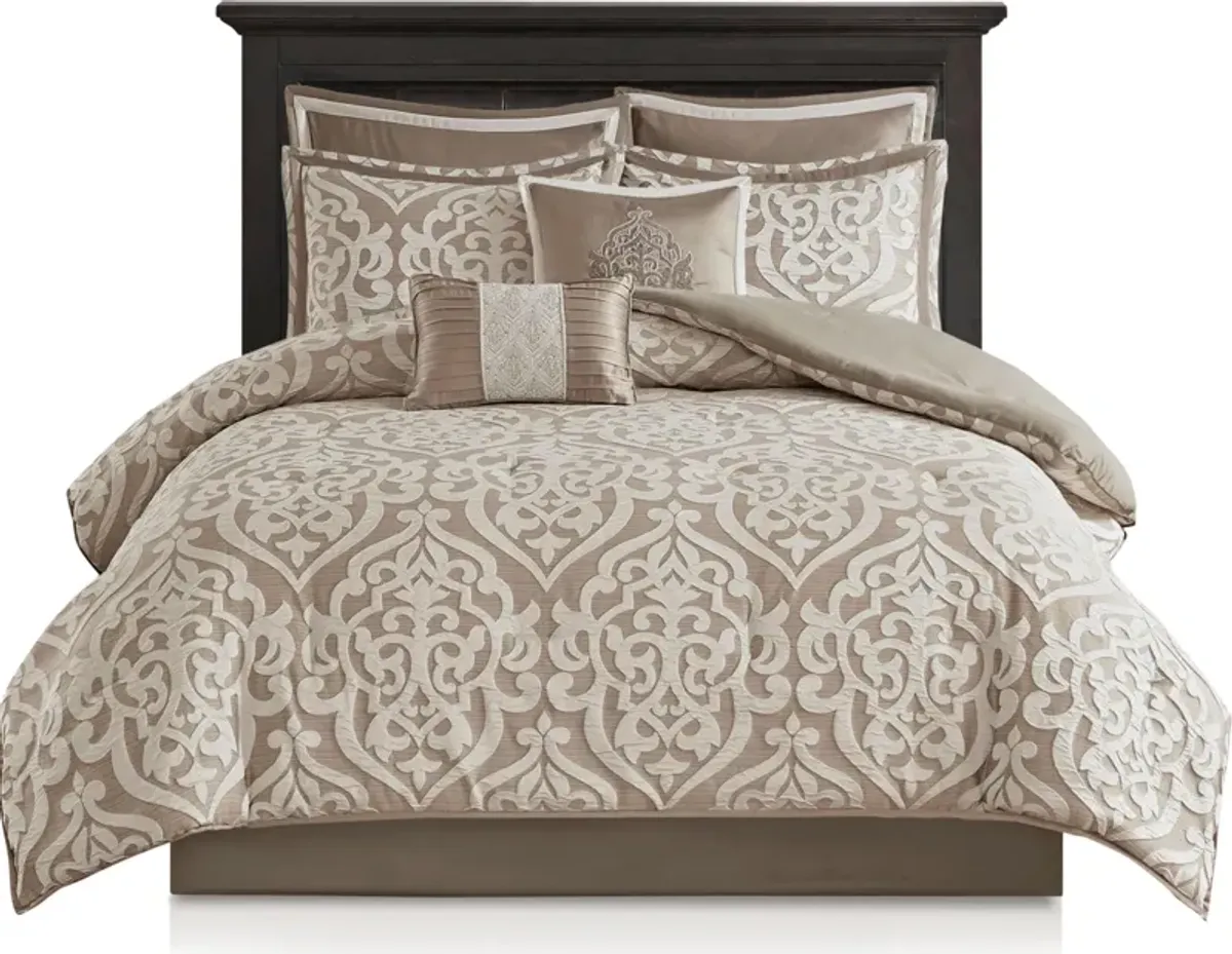 Barker California King Comforter Set - Ivory