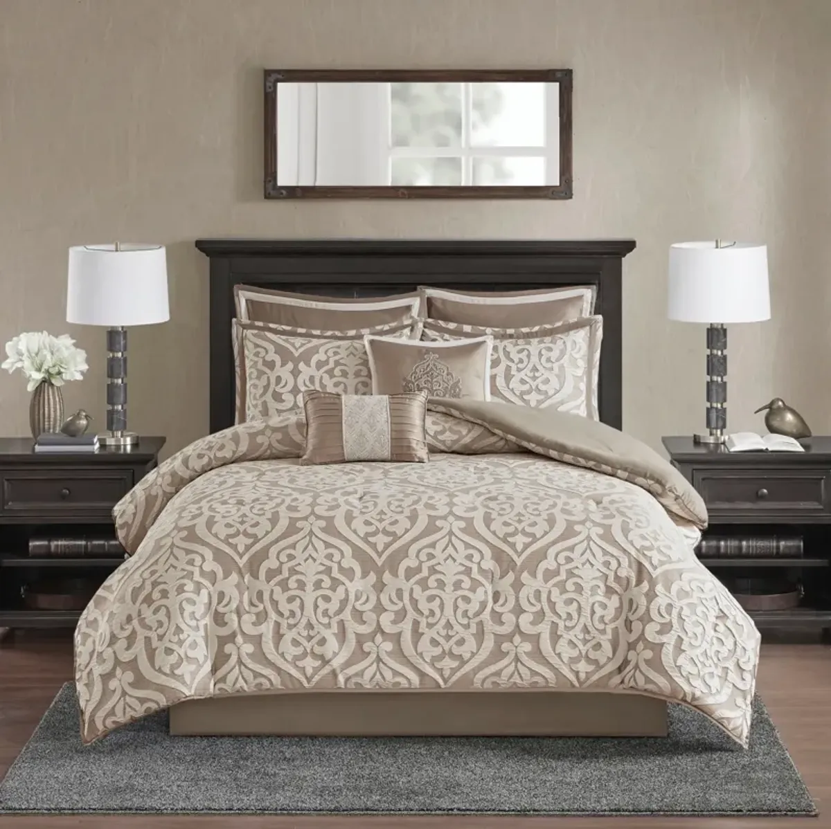 Barker California King Comforter Set - Ivory