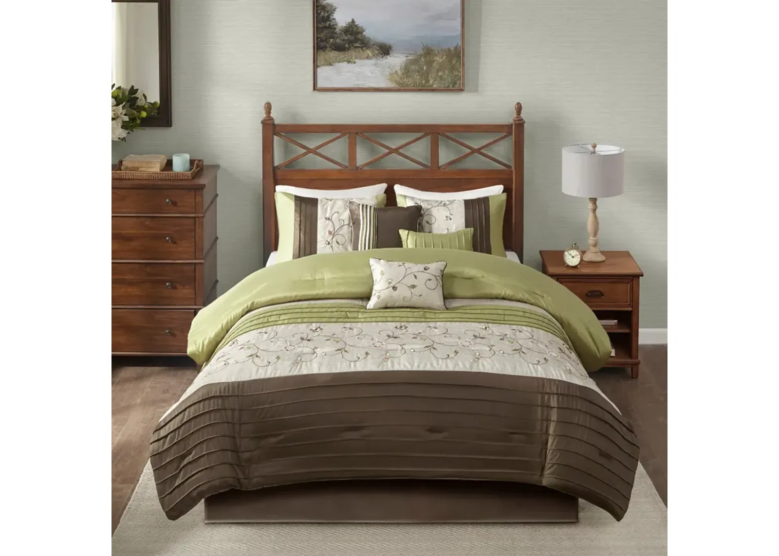 Clara King Comforter Set - Green