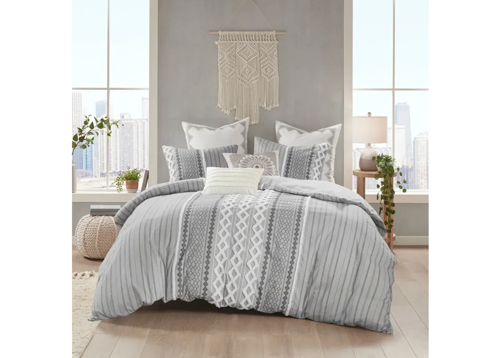 Amari Full/Queen Comforter Set - Gray