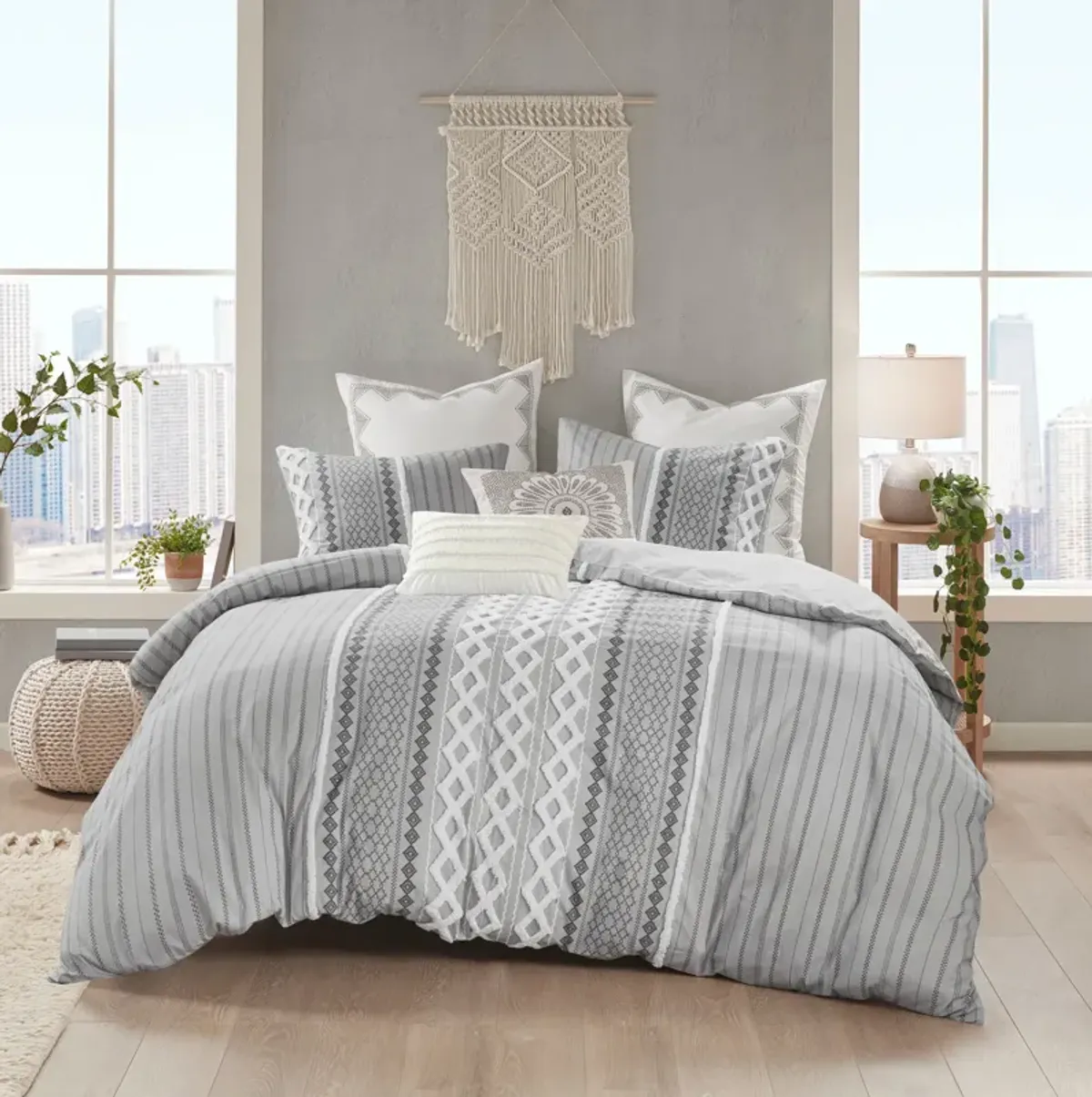 Amari Full/Queen Comforter Set - Gray