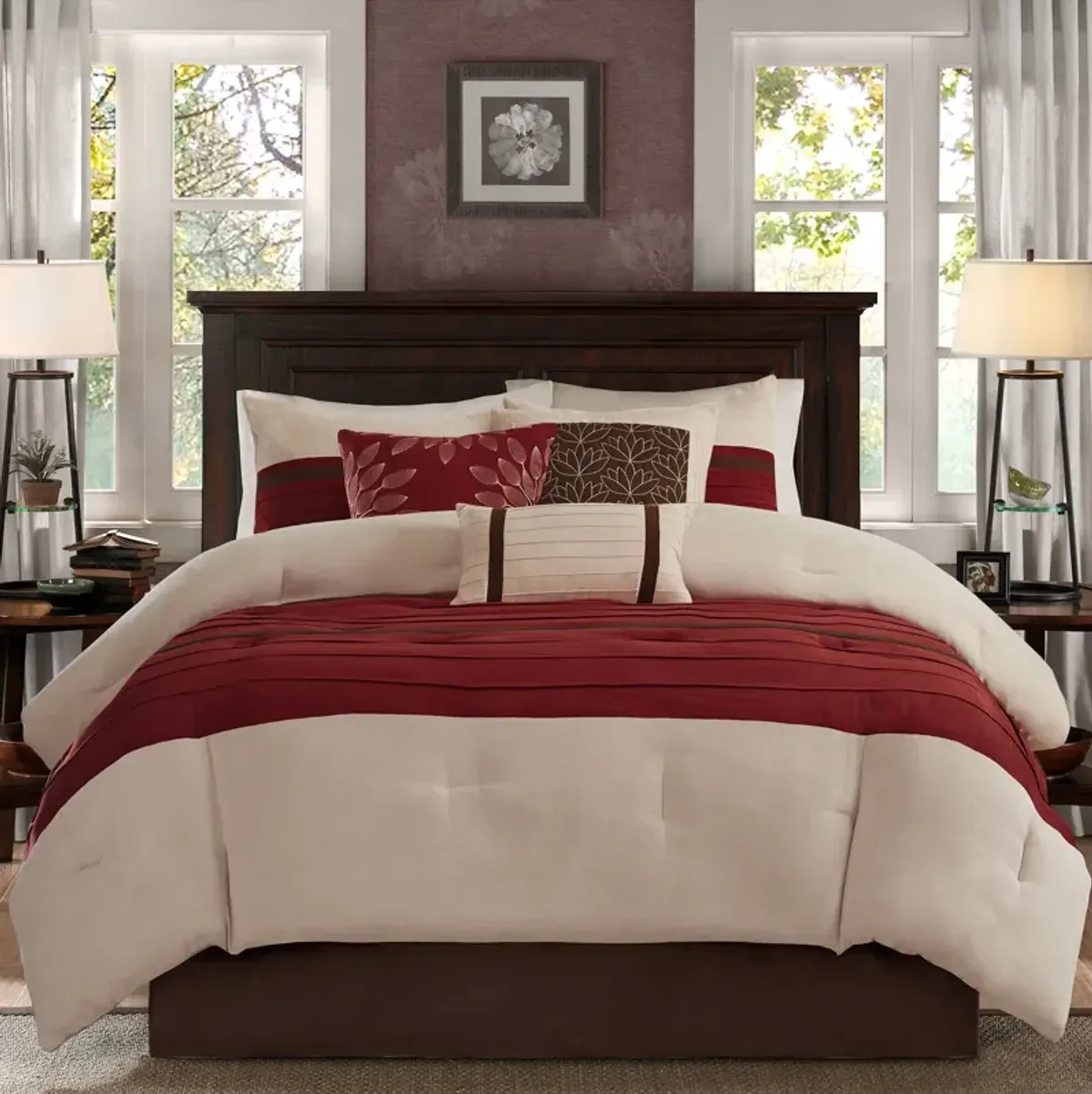 Louise Queen Comforter Set - Red