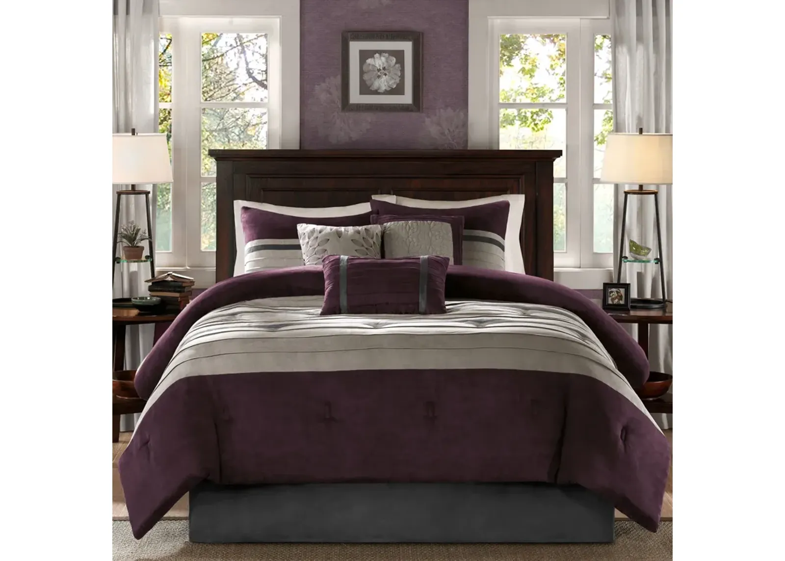 Louise Queen Comforter Set-Violet