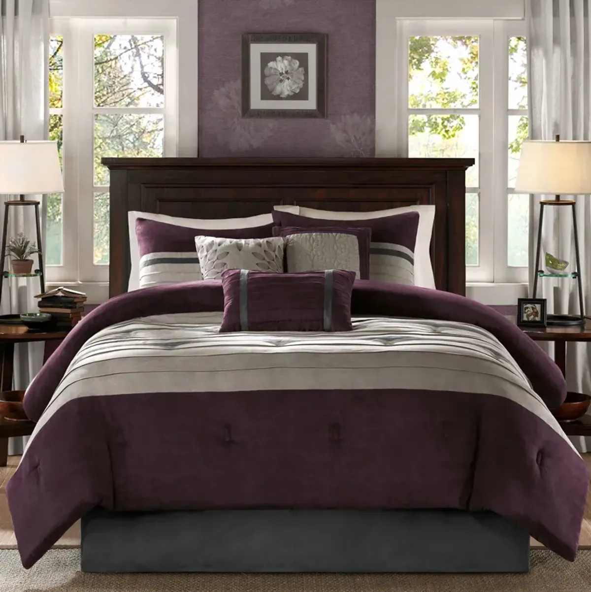 Louise Queen Comforter Set-Violet