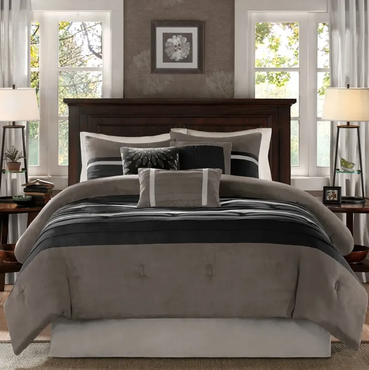 Louise Full Comforter Set-Gray