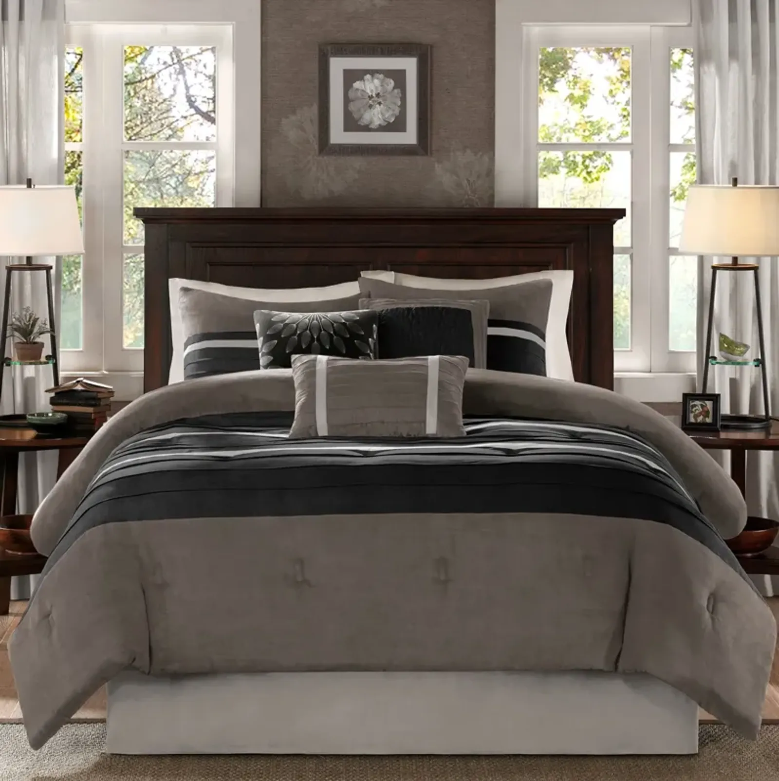 Louise Queen Comforter Set-Gray