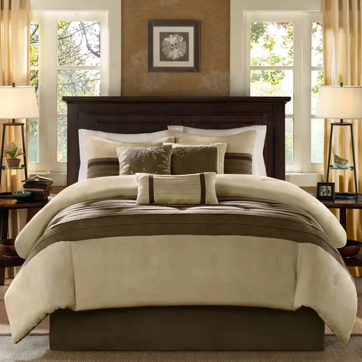 Louise Queen Comforter Set-Brown