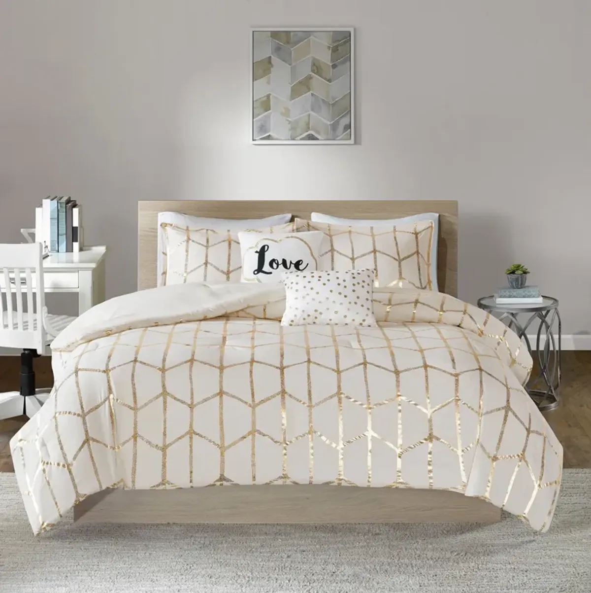 Raina King/California King Comforter Set - Ivory