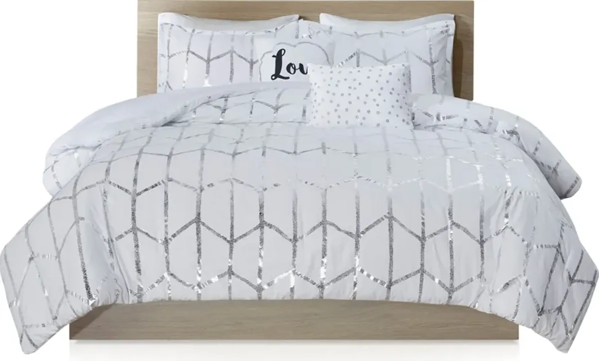 Raina Full/Queen Comforter Set - White