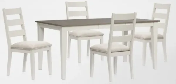 Maxwell Solid Wood Extendable Dining Table and 4 Upholstered Chairs - Gray