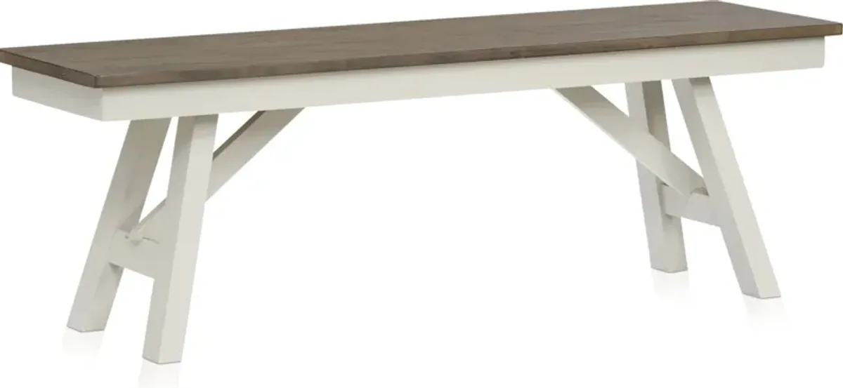 Maxwell Trestle Extendable Dining Table, 4 Upholstered Chairs and Bench - Gray