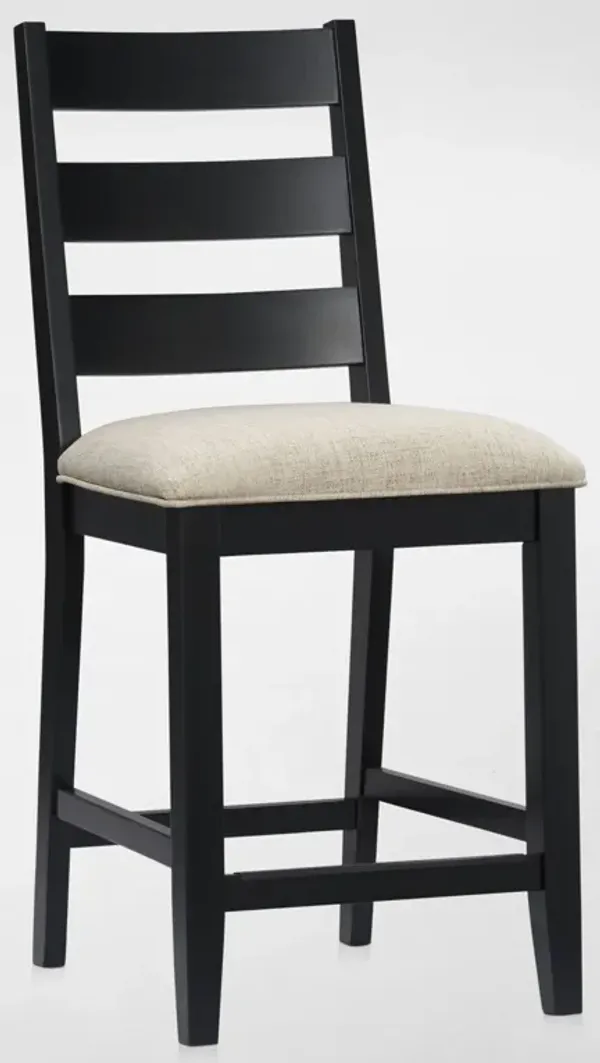 Maxwell Upholstered Counter-Height Stool - Black - Wood Legs