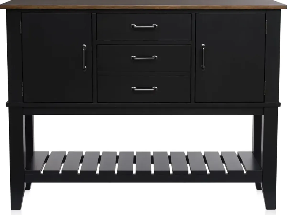 Maxwell Solid Wood Server with USB Charging - Black