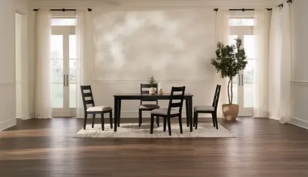 Maxwell Solid Wood Extendable Dining Table and 4 Upholstered Chairs - Black