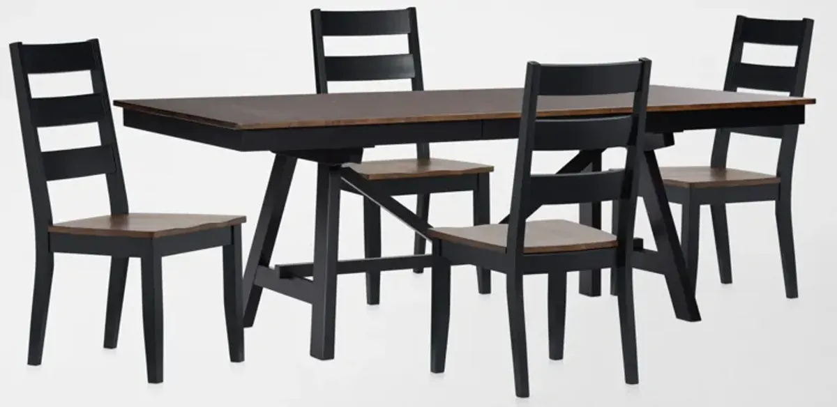 Maxwell Trestle Extendable Dining Table and 4 Chairs - Black