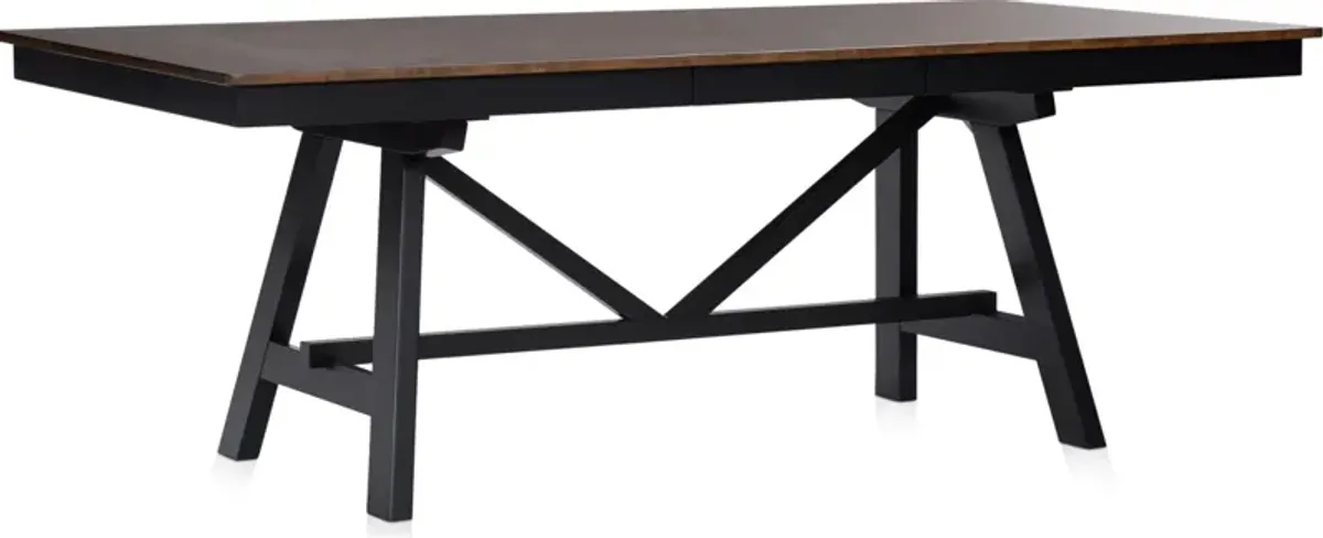 Maxwell Solid Wood Trestle Extendable Dining Table, 4 Chairs and Bench - Black